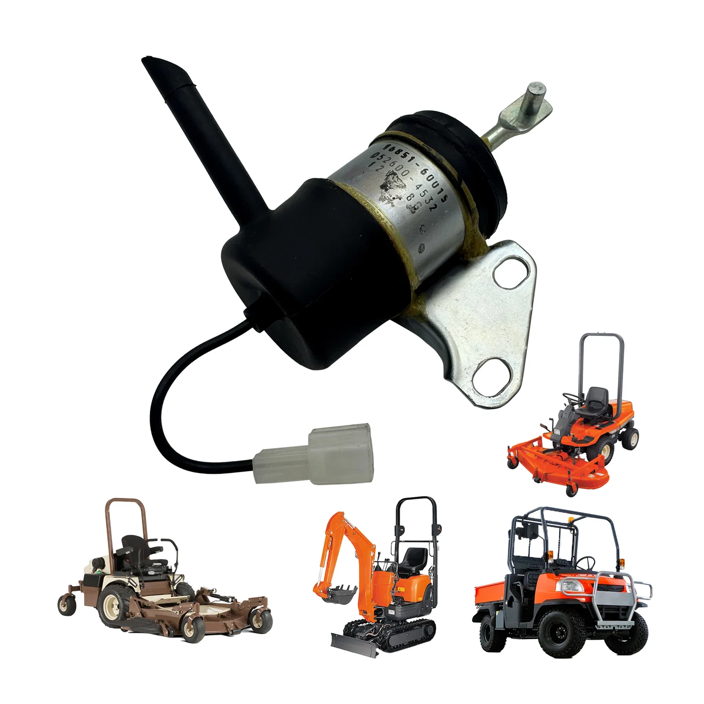 EexcavaStart 12V fuel shut-off solenoid 16851-60015 for selected Kubota D722 applications